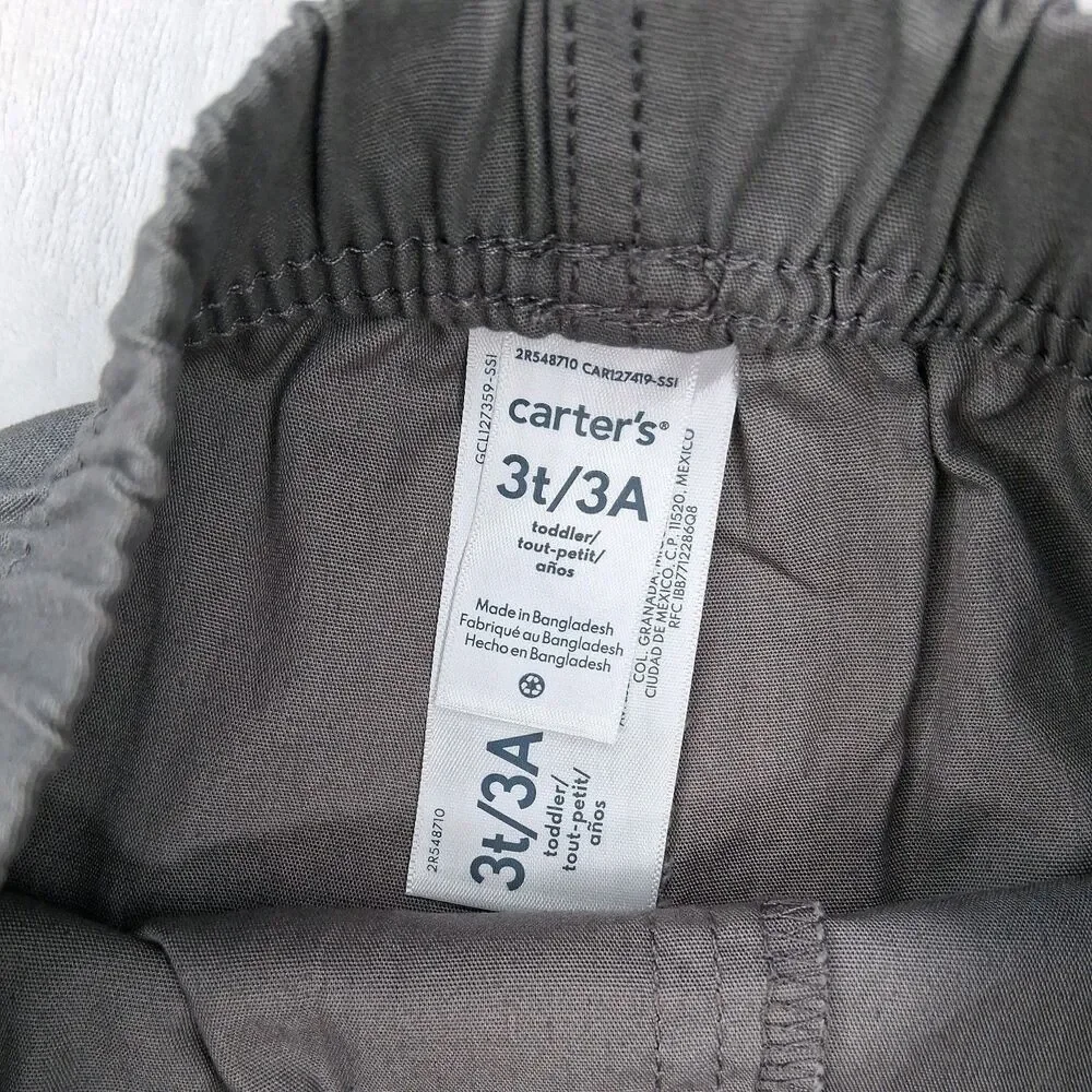 Carters Toddler Boys 2 Piece Set Plaid Hooded Flannel Shirt and Gray Pants 3T